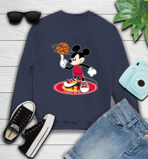NBA Basketball Houston Rockets Cheerful Mickey Disney Shirt Sweatshirt 3
