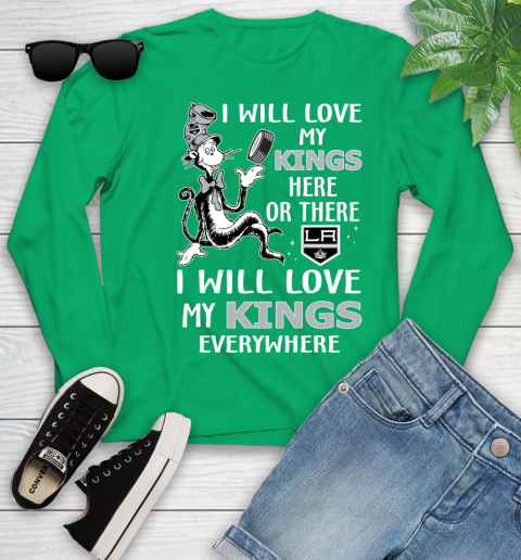 NHL Hockey Los Angeles Kings I Will Love My Kings Everywhere Dr Seuss Shirt Youth Long Sleeve 6