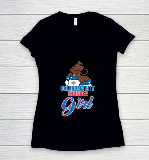 Oklahoma City Thunder Girl NBA Women's V-Neck T-Shirt