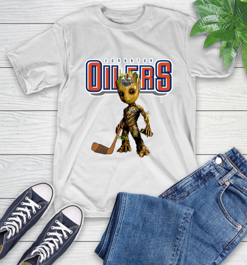 Edmonton Oilers NHL Hockey Groot Marvel Guardians Of The Galaxy T-Shirt