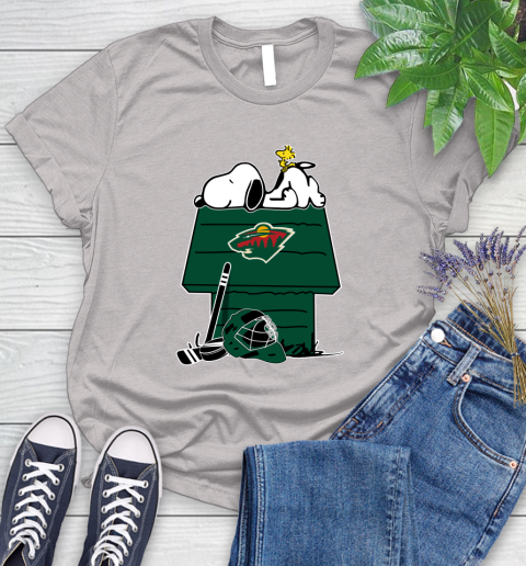 Minnesota Wild NHL Hockey Snoopy Woodstock The Peanuts Movie Women's T-Shirt 10