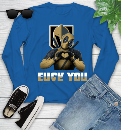 NHL Vegas Golden Knights Deadpool Love You Fuck You Hockey Sports Youth Long Sleeve 10