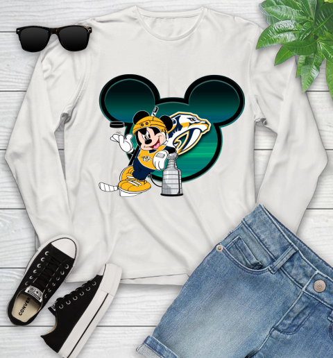 NHL Nashville Predators Stanley Cup Mickey Mouse Disney Hockey T Shirt Youth Long Sleeve 12