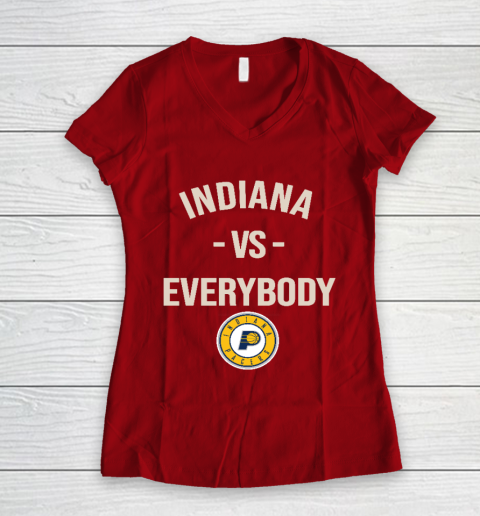 Indiana Pacers Vs Everybody Women's V-Neck T-Shirt 8
