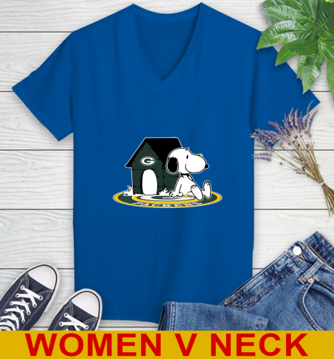NFL Football Green Bay Packers Snoopy The Peanuts Movie Shirt Women's V-Neck T-Shirt 11