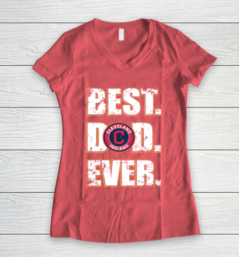 MLB Cleveland Indians Baseball Best Dad Ever Family Shirt Women's V-Neck T-Shirt 4