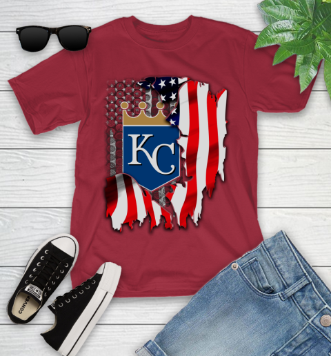 Kansas City Royals MLB Baseball American Flag Youth T-Shirt 14
