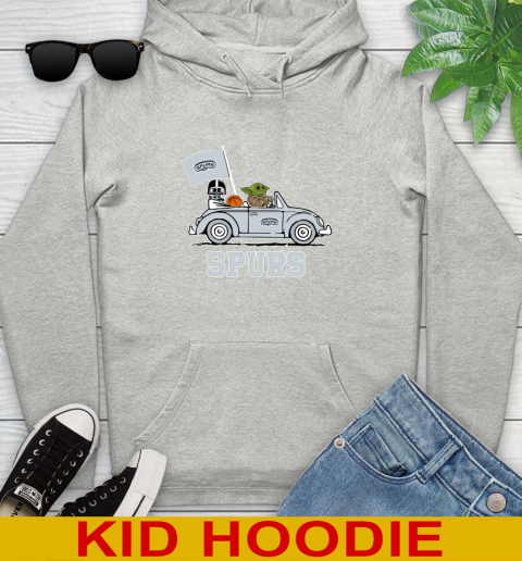 NBA Basketball San Antonio Spurs Darth Vader Baby Yoda Driving Star Wars Shirt Youth Hoodie