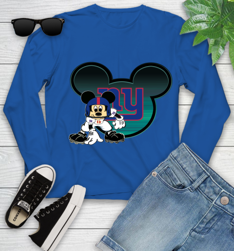 NFL New York Giants Mickey Mouse Disney Football T Shirt Youth Long Sleeve 9