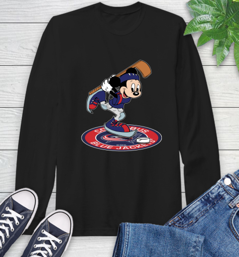 NHL Hockey Columbus Blue Jackets Cheerful Mickey Disney Shirt Long Sleeve T-Shirt