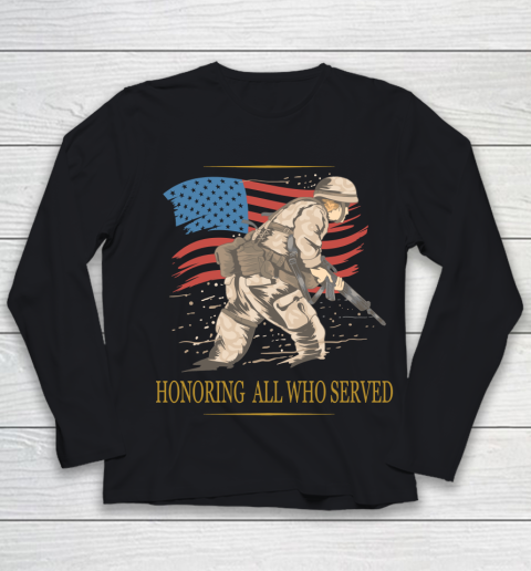 Veteran Shirt Honoring All Who Served Veterans With USA Flag Youth Long Sleeve