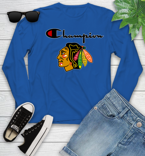 NHL Hockey Chicago Blackhawks Champion Shirt Youth Long Sleeve 7