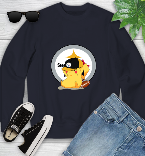 NFL Pikachu Football Sports Pittsburgh Steelers Youth Sweatshirt 3