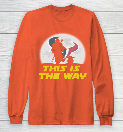Houston Texans NFL Football Star Wars Yoda And Mandalorian This Is The Way Long Sleeve T-Shirt 3