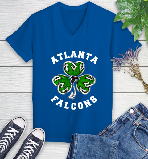 NFL Atlanta Falcons Three Leaf Clover St Patrick's Day Football Sports Women's V-Neck T-Shirt 10
