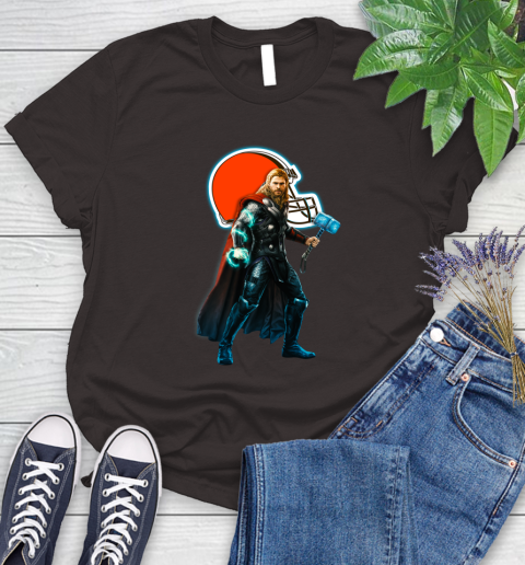 NFL Thor Avengers Endgame Football Cleveland Browns Women's T-Shirt 8