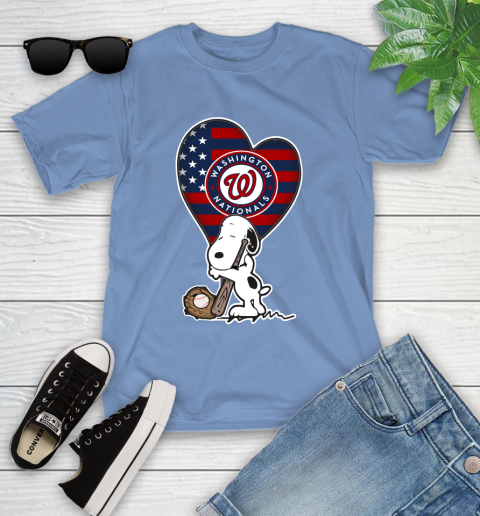 Washington Nationals MLB Baseball The Peanuts Movie Adorable Snoopy Youth T-Shirt 11
