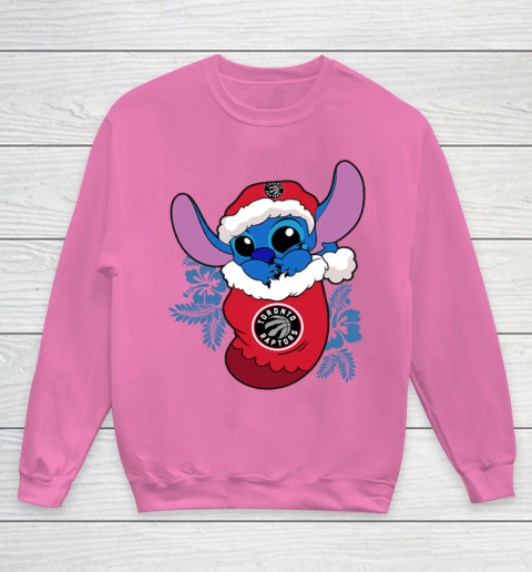 Toronto Raptors Christmas Stitch In The Sock Funny Disney NBA Youth Sweatshirt 7