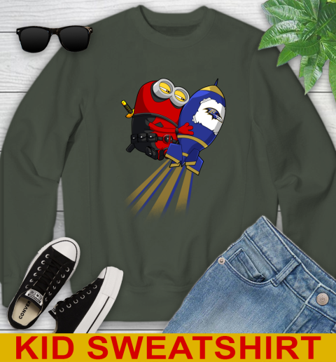 NFL Football Baltimore Ravens Deadpool Minion Marvel Shirt Youth Sweatshirt 8