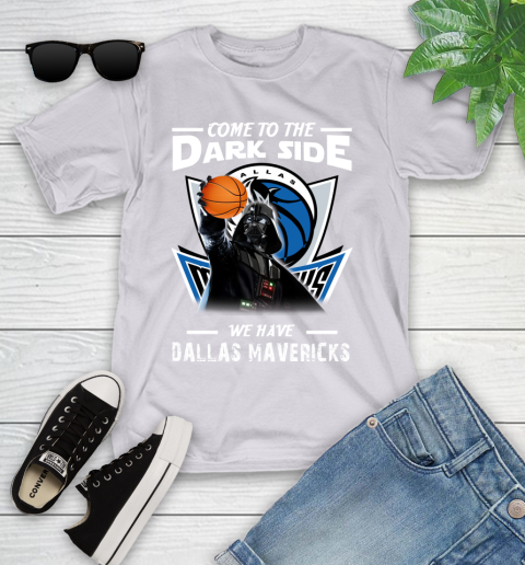 NBA Come To The Dark Side We Have Dallas Mavericks Star Wars Darth Vader Basketball Youth T-Shirt 4