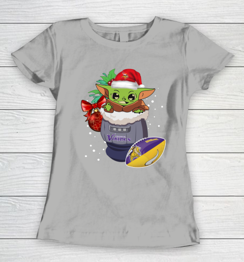 Minnesota Vikings Christmas Baby Yoda Star Wars Funny Happy NFL Women's T-Shirt 11