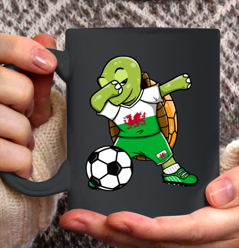 Dabbing Turtle Wales Soccer Fan Jersey Welsh Football Lovers Ceramic Mug 11oz