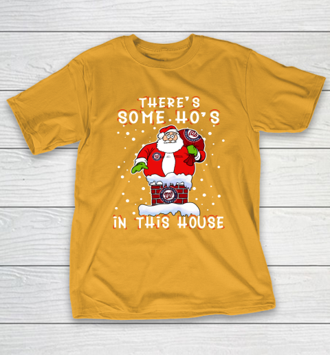 Washington Nationals Christmas There Is Some Hos In This House Santa Stuck In The Chimney MLB T-Shirt 2