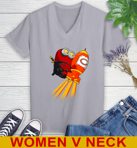 NFL Football Chicago Bears Deadpool Minion Marvel Shirt Women's V-Neck T-Shirt 4