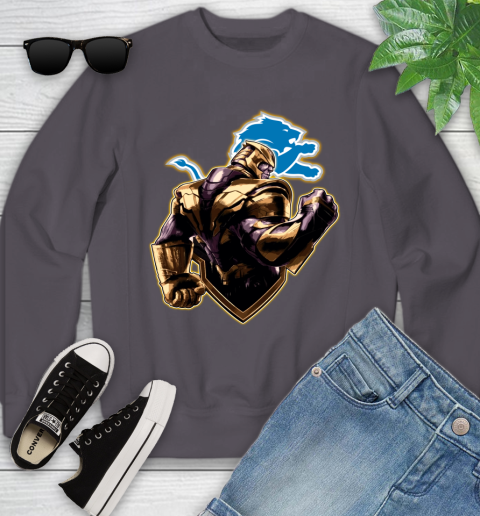 NFL Thanos Avengers Endgame Football Sports Detroit Lions Youth Sweatshirt 6