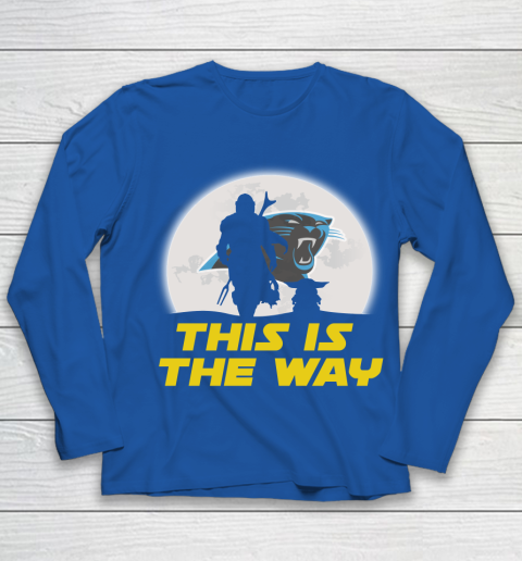 Carolina Panthers NFL Football Star Wars Yoda And Mandalorian This Is The Way Youth Long Sleeve 7