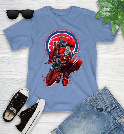 NBA Deadpool Marvel Comics Sports Basketball Detroit Pistons Youth T-Shirt 11