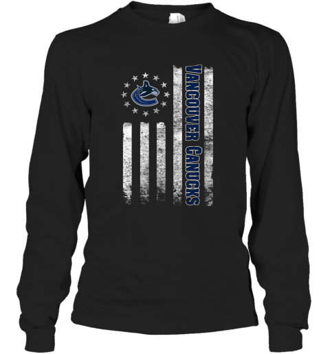 NHL American Flag Hockey Sports Vancouver Canucks Long Sleeve T-Shirt