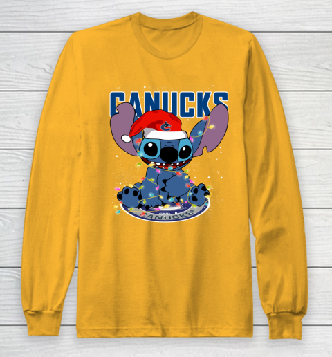 Vancouver Canucks NHL Hockey noel stitch Christmas Long Sleeve T-Shirt 2