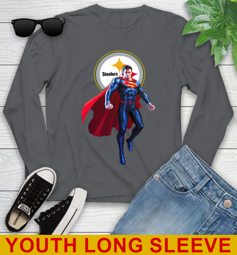 NFL Superman DC Sports Football Pittsburgh Steelers Youth Long Sleeve 9