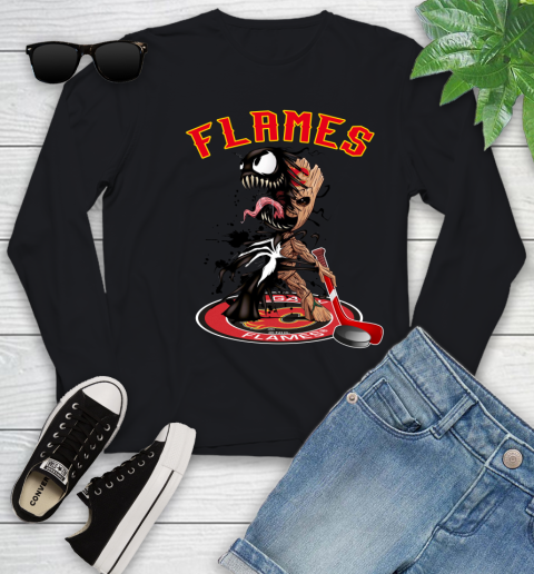 NHL Calgary Flames Hockey Venom Groot Guardians Of The Galaxy Youth Long Sleeve 2