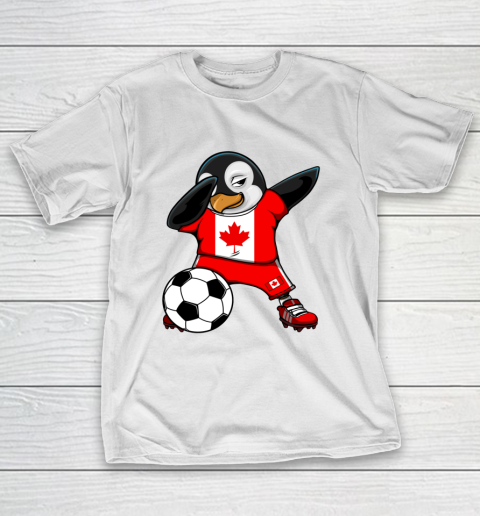 Dabbing Penguin Canada Soccer Fans Jersey Football Lovers T-Shirt