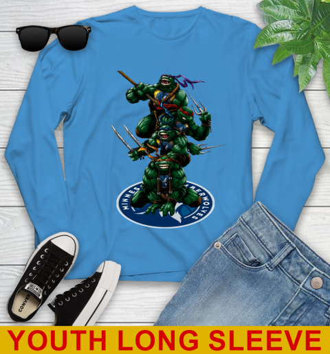 NBA Basketball Minnesota Timberwolves Teenage Mutant Ninja Turtles Shirt Youth Long Sleeve 8