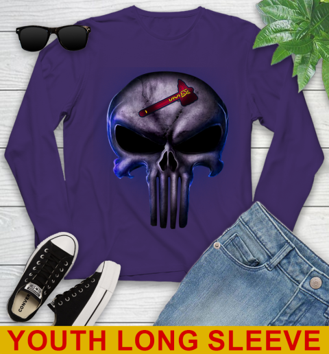 Atlanta Braves MLB Baseball Punisher Skull Sports Youth Long Sleeve 4