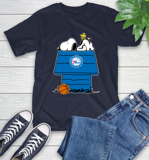 Philadelphia 76ers NBA Basketball Snoopy Woodstock The Peanuts Movie T-Shirt 4