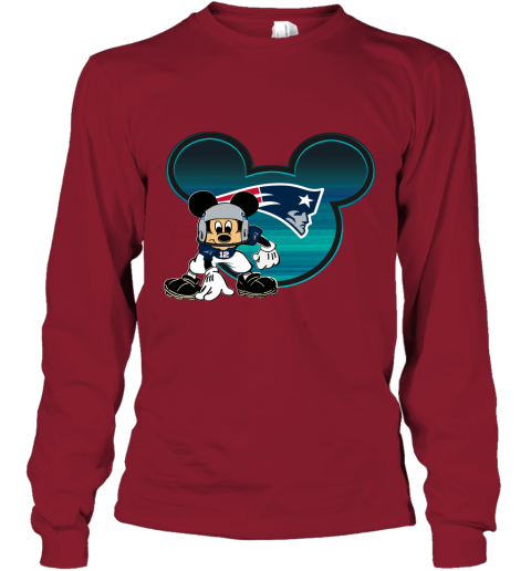 NFL New England Patriots Mickey Mouse Disney Football T Shirt qNF6ymDLmxF long sleeve tee 14 95 151514 front cardinal red