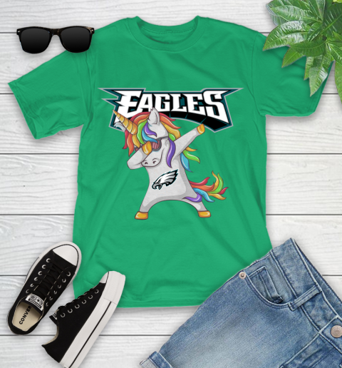 Philadelphia Eagles NFL Football Funny Unicorn Dabbing Sports Youth T-Shirt 6