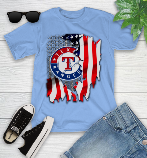 Texas Rangers MLB Baseball American Flag Youth T-Shirt 15