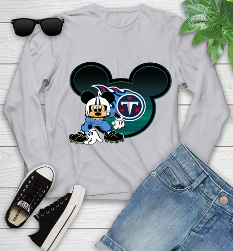 NFL Tennessee Titans Mickey Mouse Disney Football T Shirt Youth Long Sleeve 5