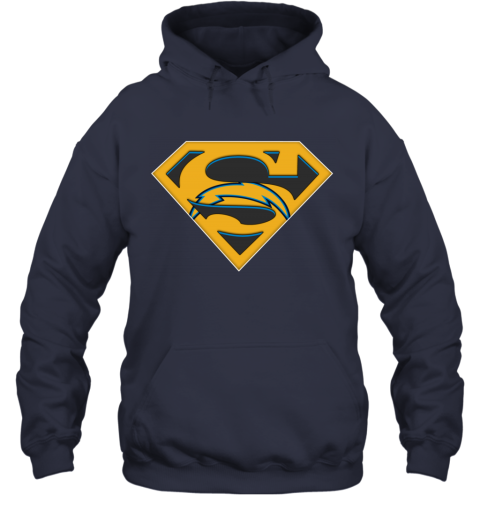 NFL Los Angeles Chargers LOGO Superman n9ls nfl los angeles chargers logo superman hoodie 23 front navy