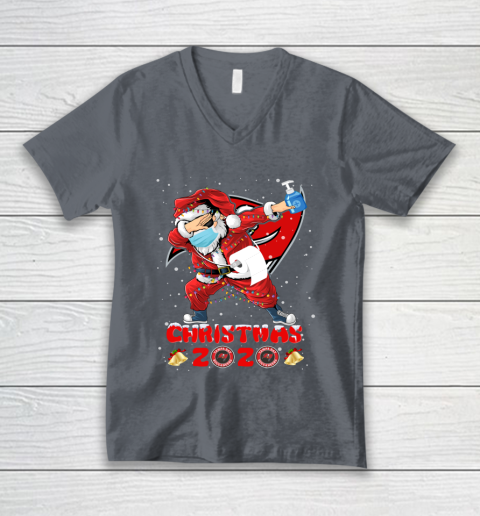 Tampa Bay Buccaneers Funny Santa Claus Dabbing Christmas 2020 NFL V-Neck T-Shirt 4