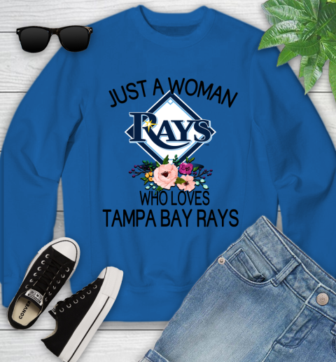 MLB Just A Woman Who Loves Tampa Bay Rays Baseball Sports Youth Sweatshirt 4