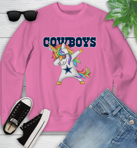 Dallas Cowboys NFL Football Funny Unicorn Dabbing Sports Youth Sweatshirt 7