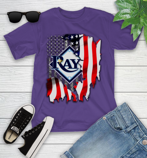 Tampa Bay Rays MLB Baseball American Flag Youth T-Shirt 3