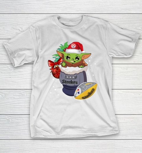 Pittsburgh Steelers Christmas Baby Yoda Star Wars Funny Happy NFL T-Shirt 3