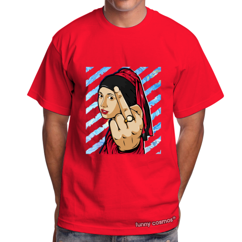 Air Jordan 1 Couture Matching Sneaker Tshirt The girl With The Pearl Earing Middle Finger Red and Black Jordan Tshirt